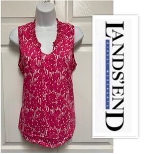 Lands End Floral Sleeveless Summer Blouse